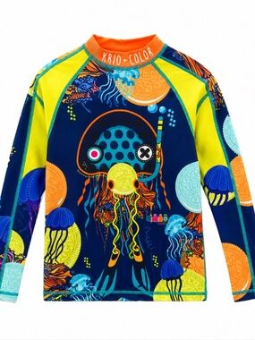Krio + Color Kids Bright Jellyfish Rash Guard Swim Shirt